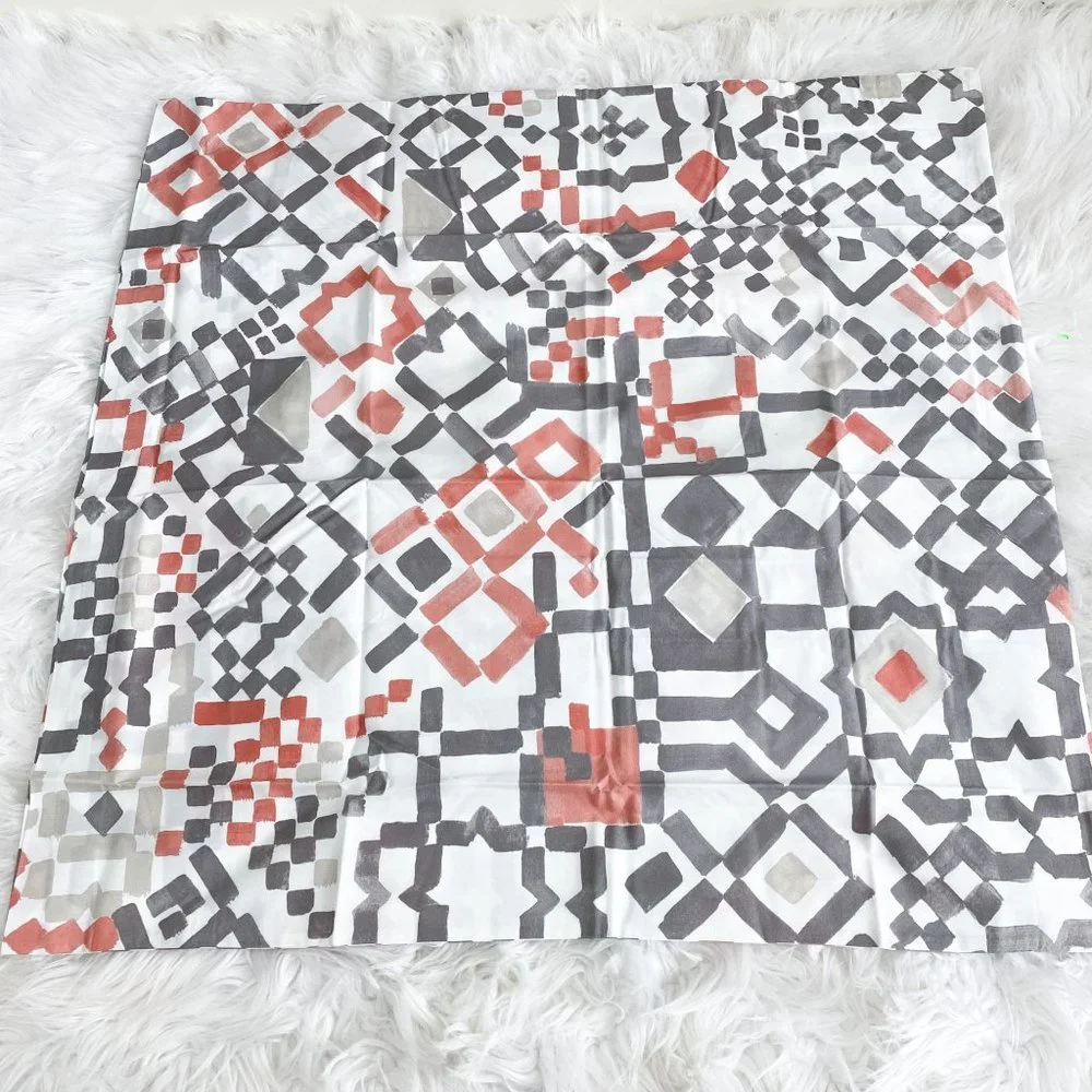 West Elm Organic Gray White Red Geometric Euro Sham Set of 2 NEW